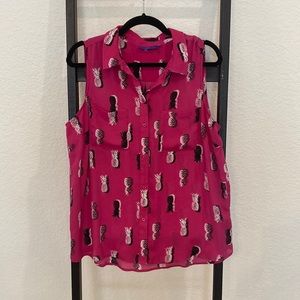 Magenta pink pineapple sleeveless blouse